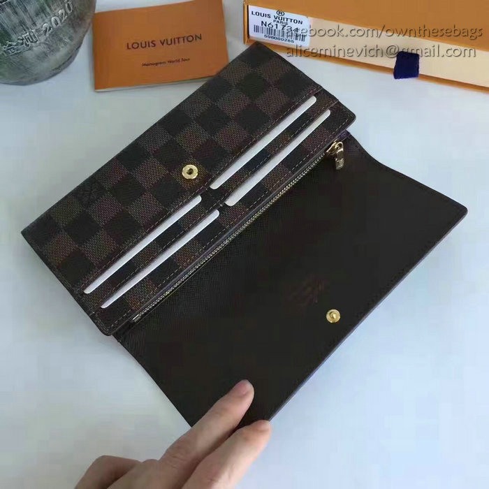 Louis Vuitton Damier Ebene Canvas Portefeiulle Sarah Long Wallet N61735