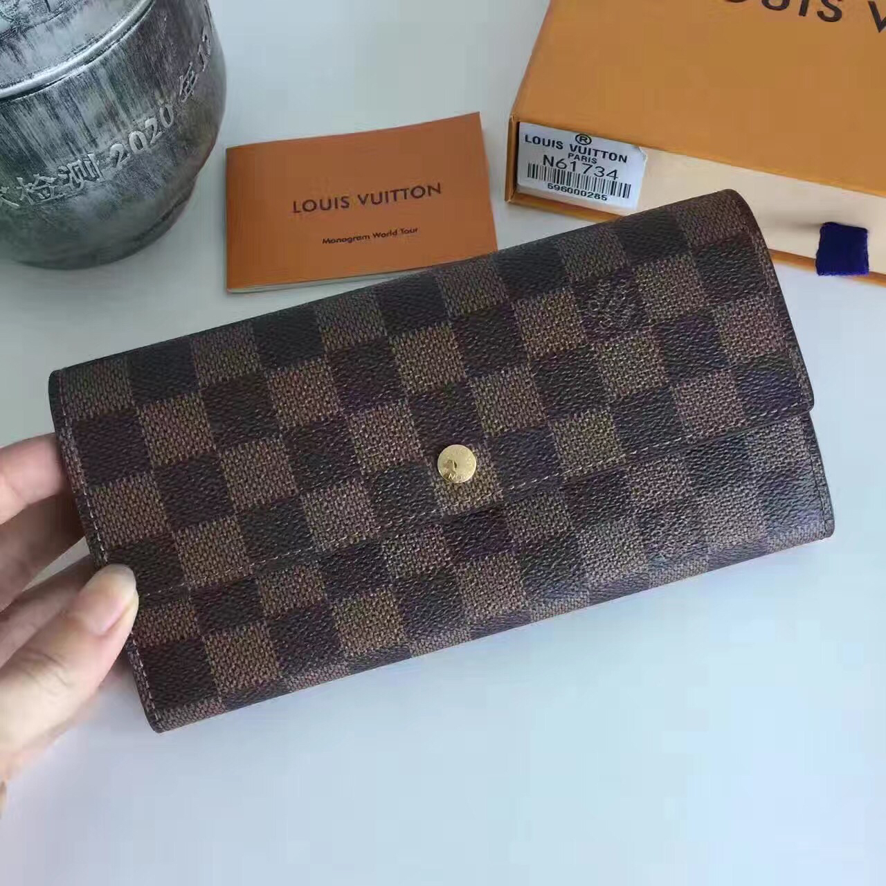 Louis Vuitton Damier Ebene Canvas Portefeiulle Sarah Long Wallet N61735