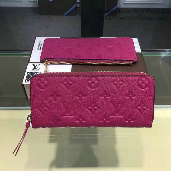 Louis Vuitton Monogram Empreinte Clemence Wallet Fuchsia M60171