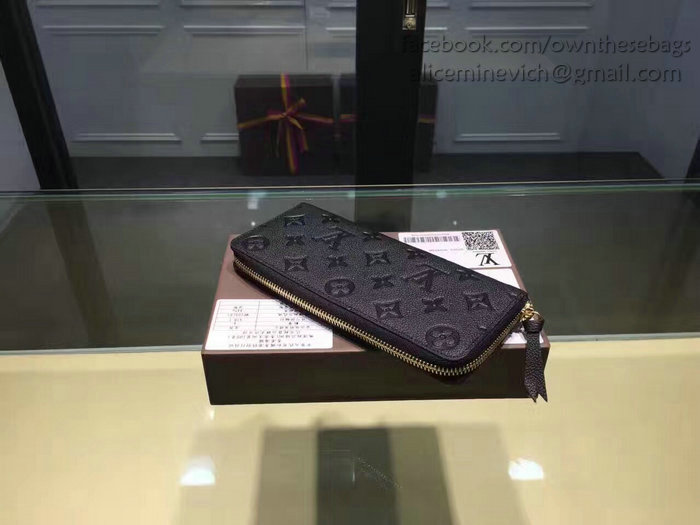 Louis Vuitton Monogram Empreinte Clemence Wallet Noir M60171