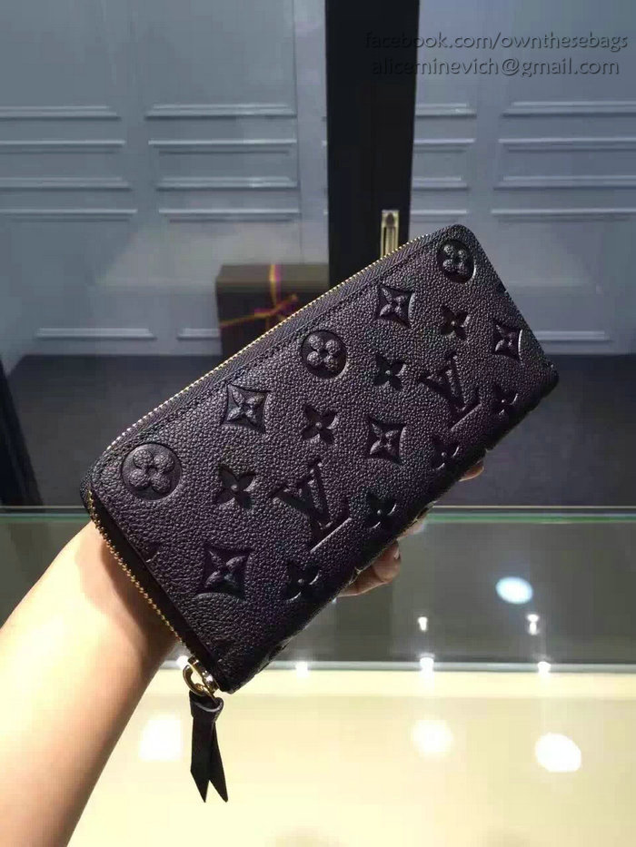 Louis Vuitton Monogram Empreinte Clemence Wallet Noir M60171