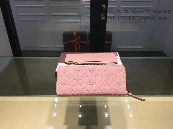 Louis Vuitton Monogram Empreinte Clemence Wallet Rose Ballerine M60171