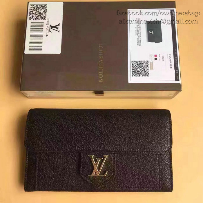 Louis Vuitton Soft Calf Leather Lockme Wallet Noir M60862