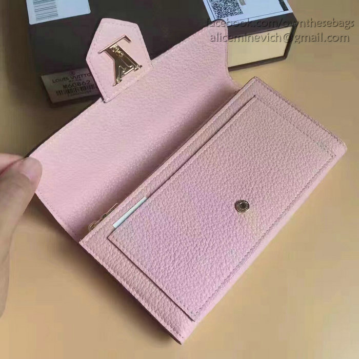 Louis Vuitton Soft Calf Leather Lockme Wallet Pink M60862