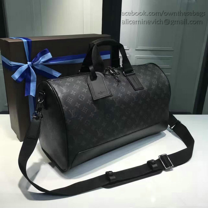 Louis Vuitton Monogram Eclipse Canvas Keepall Voyager M43038