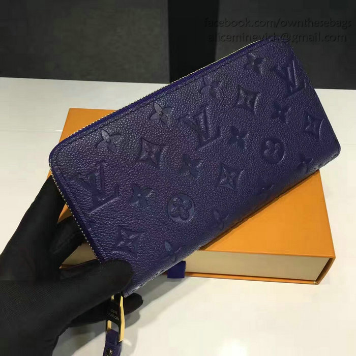 Louis Vuitton Monogram Empreinte Zippy Long Wallet Blue M60571