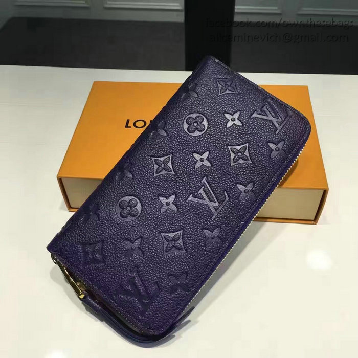 Louis Vuitton Monogram Empreinte Zippy Long Wallet Blue M60571