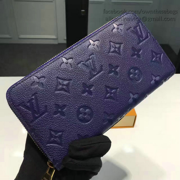 Louis Vuitton Monogram Empreinte Zippy Long Wallet Blue M60571