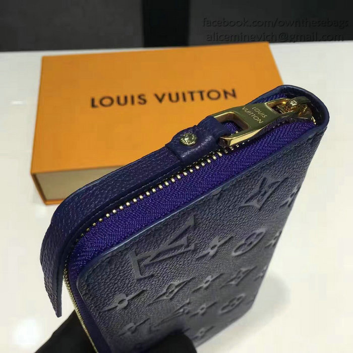 Louis Vuitton Monogram Empreinte Zippy Long Wallet Blue M60571