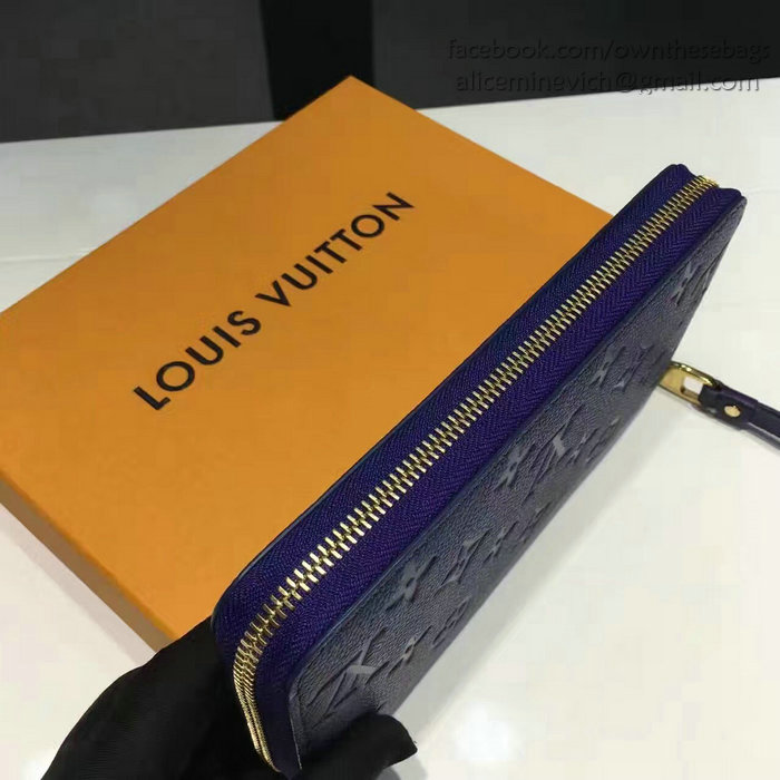 Louis Vuitton Monogram Empreinte Zippy Long Wallet Blue M60571