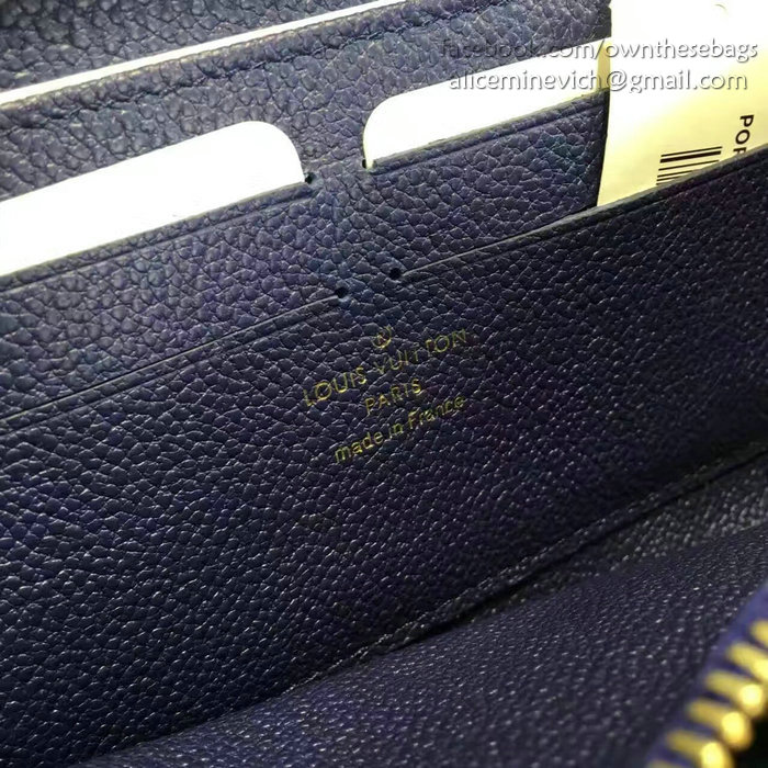 Louis Vuitton Monogram Empreinte Zippy Long Wallet Blue M60571