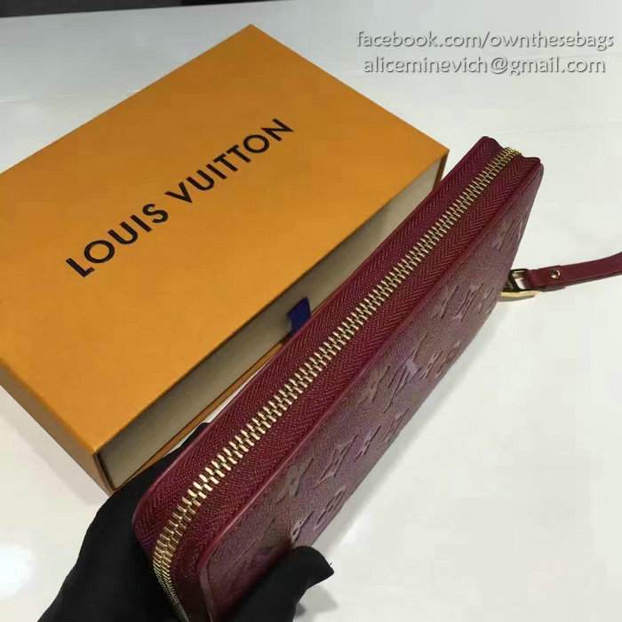 Louis Vuitton Monogram Empreinte Zippy Long Wallet Burgundy M60571