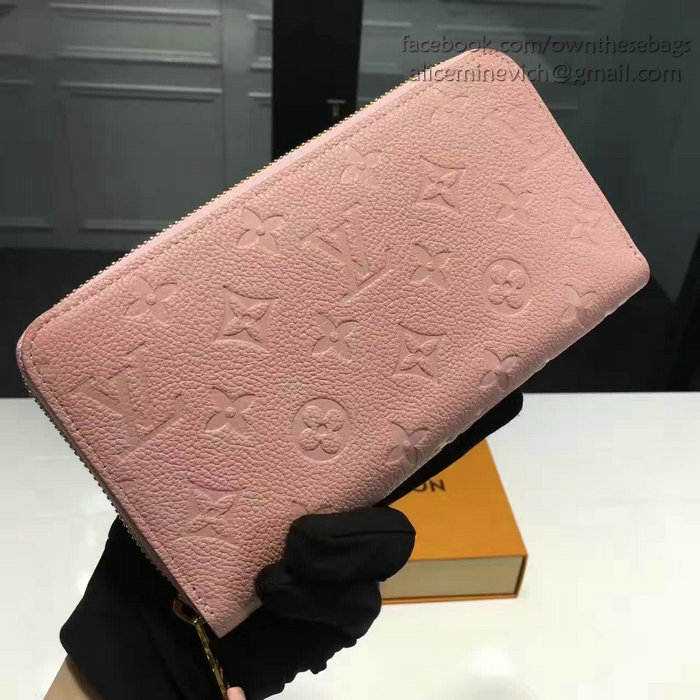 Louis Vuitton Monogram Empreinte Zippy Long Wallet Pink M60571