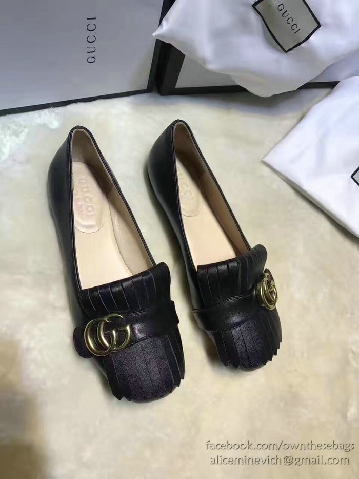 Gucci Calf Leather Ballet Flat Black 453373