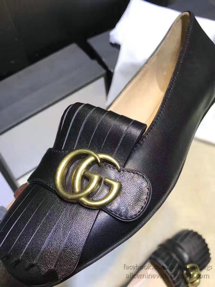 Gucci Calf Leather Ballet Flat Black 453373