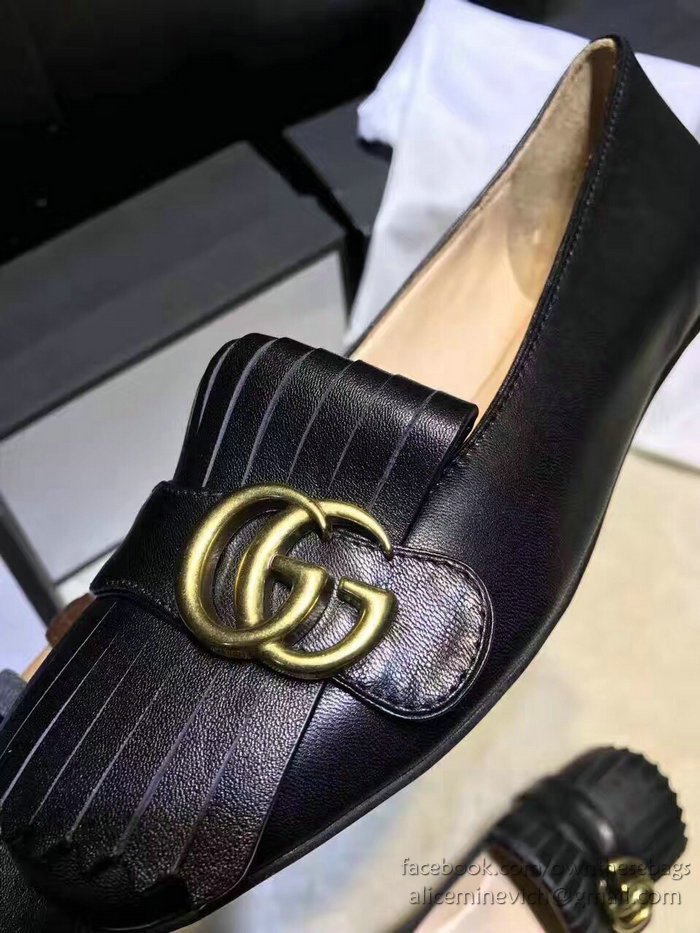 Gucci Calf Leather Ballet Flat Black 453373