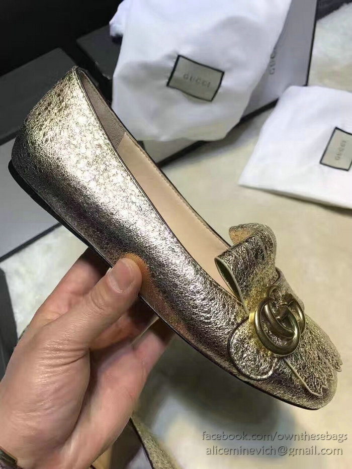 Gucci Metallic Leather Ballet Flat Gold 453373