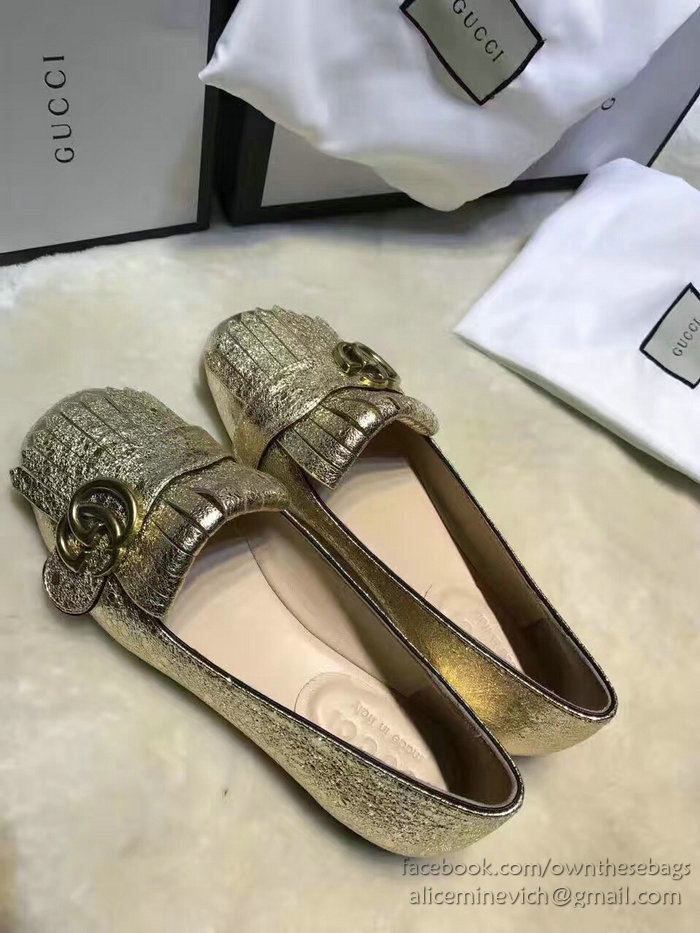 Gucci Metallic Leather Ballet Flat Gold 453373