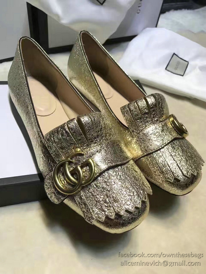 Gucci Metallic Leather Ballet Flat Gold 453373