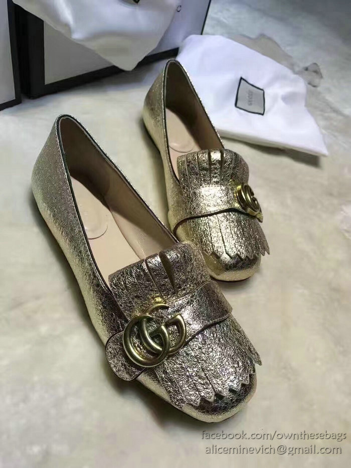 Gucci Metallic Leather Ballet Flat Gold 453373