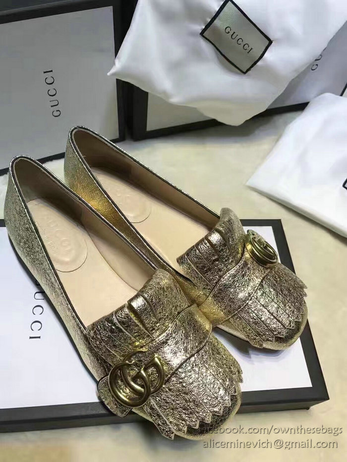 Gucci Metallic Leather Ballet Flat Gold 453373