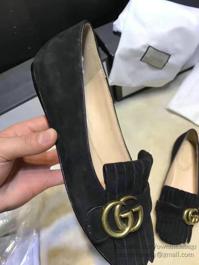 Gucci Suede Ballet Flat Black 453373