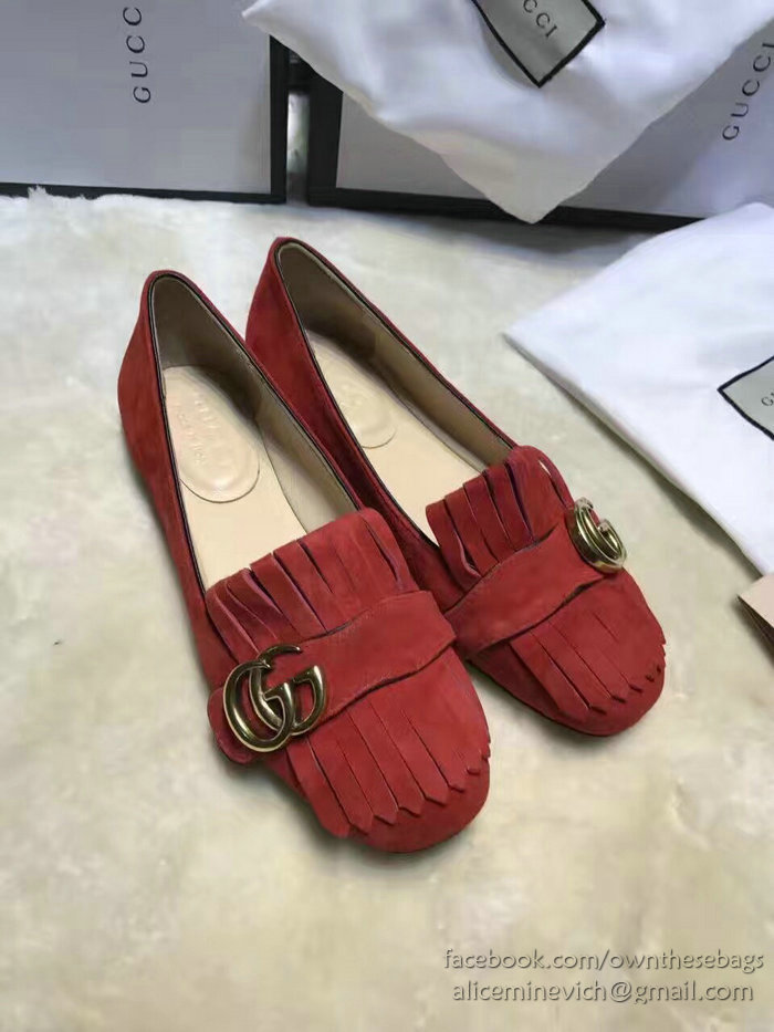 Gucci Suede Ballet Flat Red 453373