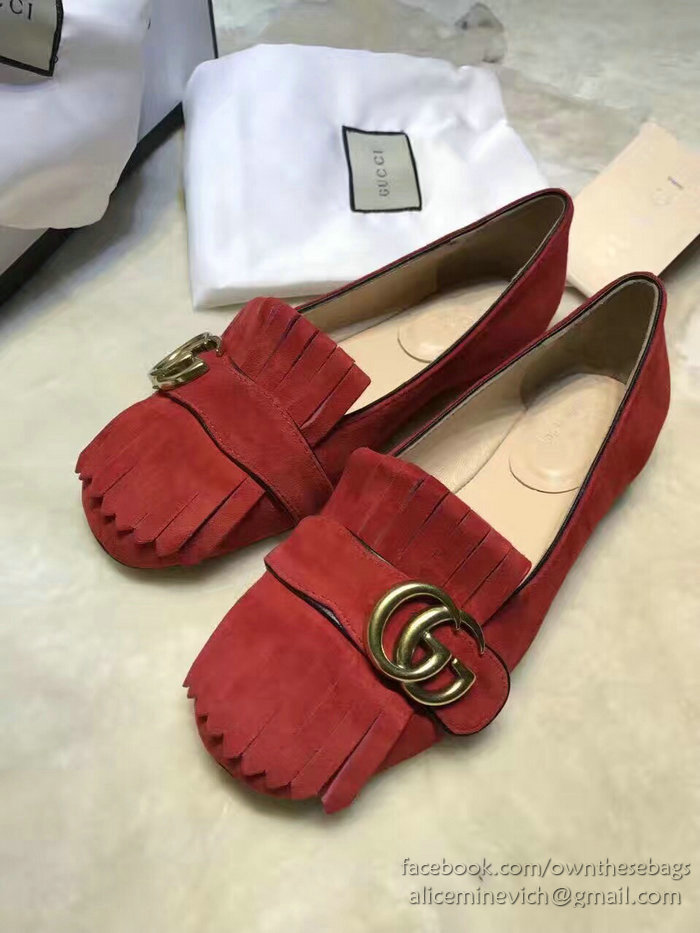 Gucci Suede Ballet Flat Red 453373