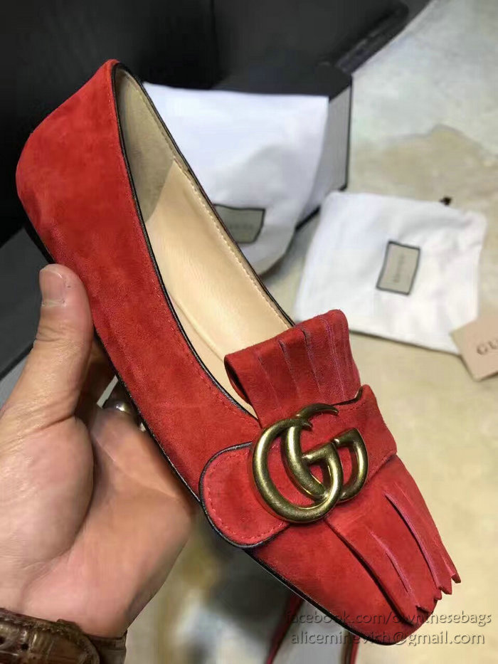 Gucci Suede Ballet Flat Red 453373