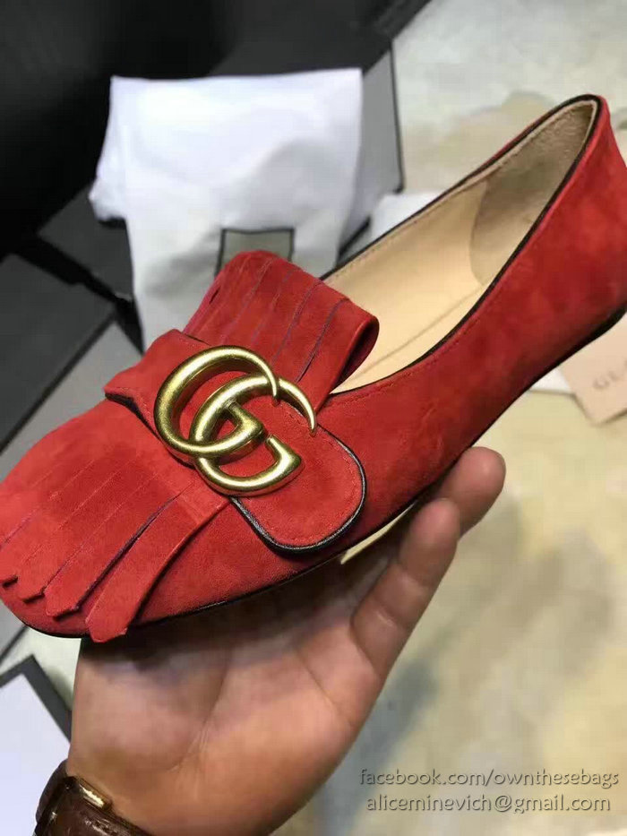 Gucci Suede Ballet Flat Red 453373