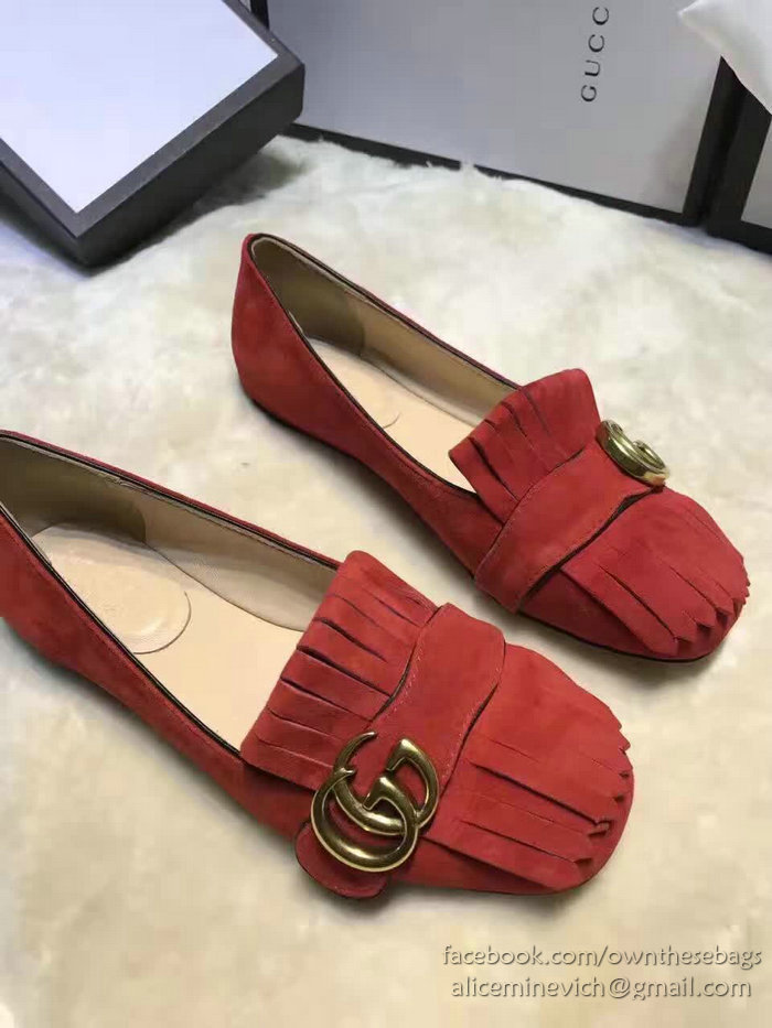 Gucci Suede Ballet Flat Red 453373