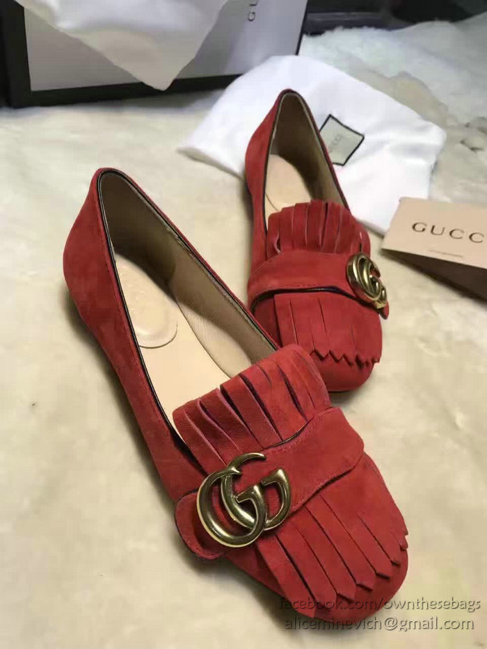 Gucci Suede Ballet Flat Red 453373