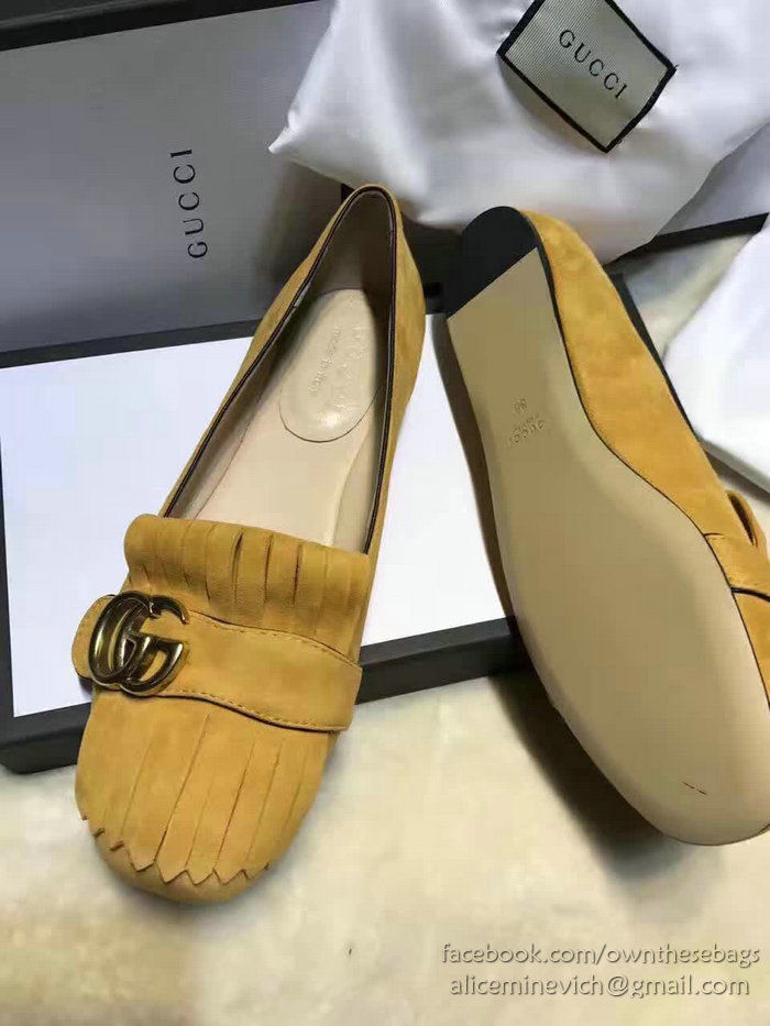 Gucci Suede Ballet Flat Yellow 453373