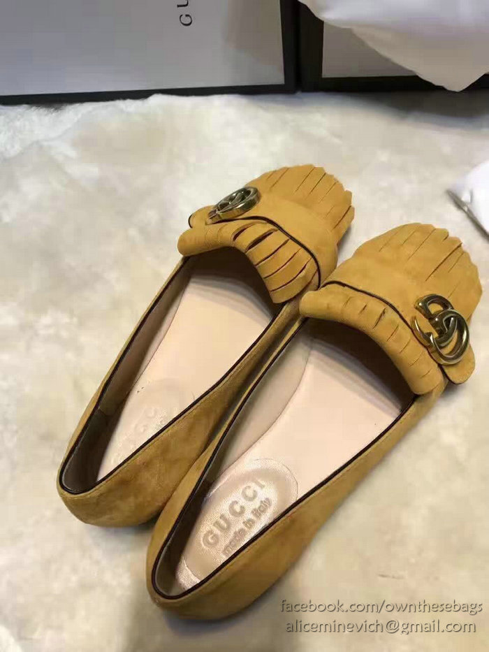 Gucci Suede Ballet Flat Yellow 453373