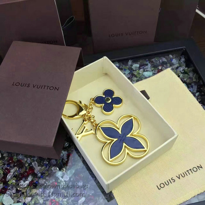 Louis Vuitton Bag Charm Rimi Key Holder Blue&Gold M61013