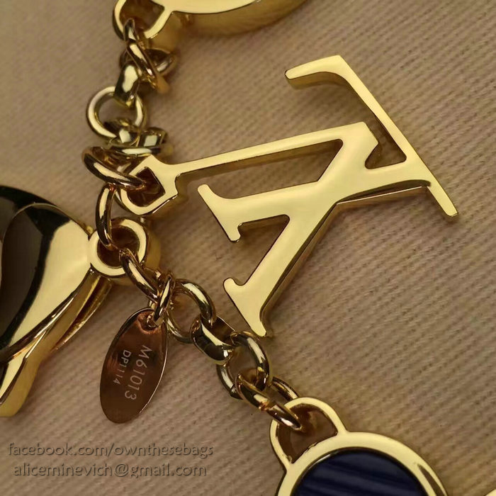 Louis Vuitton Bag Charm Rimi Key Holder Blue&Gold M61013