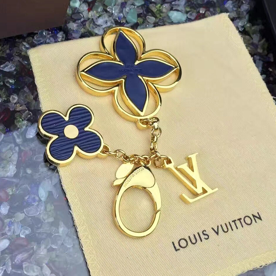 Louis Vuitton Bag Charm Rimi Key Holder Blue&Gold M61013