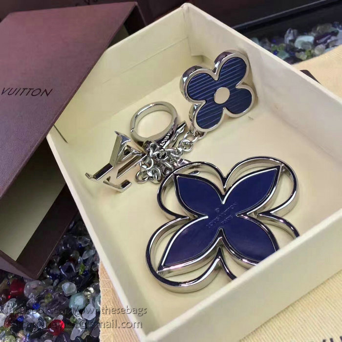 Louis Vuitton Bag Charm Rimi Key Holder Blue&Silver M61013