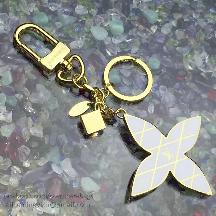 Louis Vuitton Malletage Flowers Bag Charm Key Holder Metal M67383