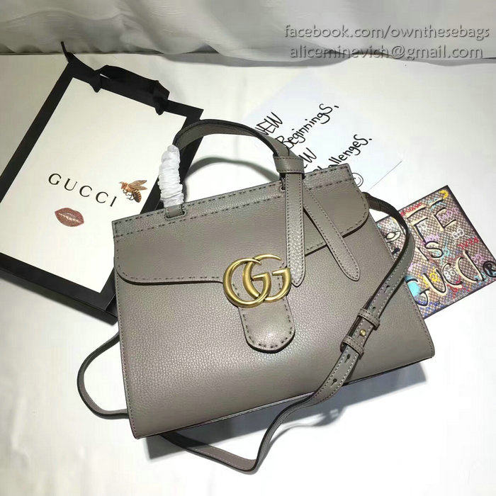 Gucci GG Marmont Leather Top Handle Bag Grey 421890