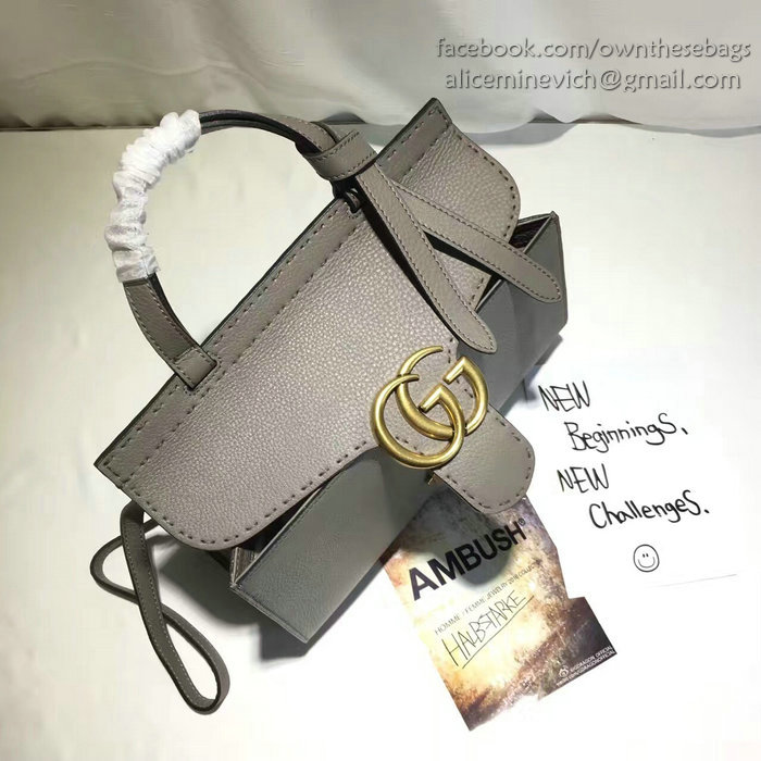 Gucci GG Marmont Leather Top Handle Bag Grey 421890