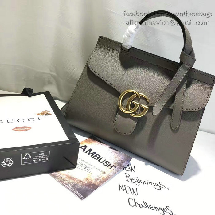 Gucci GG Marmont Leather Top Handle Bag Grey 421890