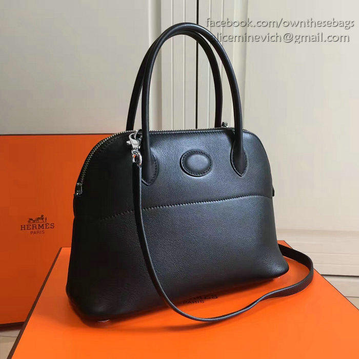 Hermes Bolide 27 Bag in Black Swift Leather HB2701