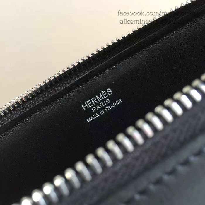 Hermes Bolide 27 Bag in Black Swift Leather HB2701