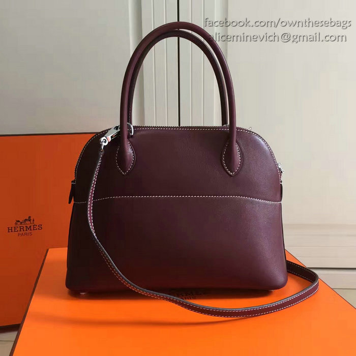 Hermes Bolide 27 Bag in Burgundy Swift Leather HB2701