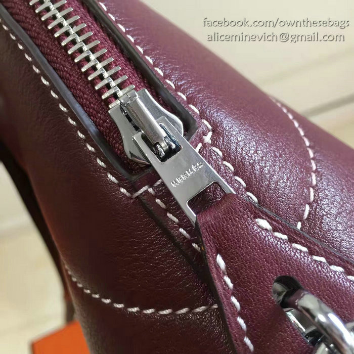 Hermes Bolide 27 Bag in Burgundy Swift Leather HB2701