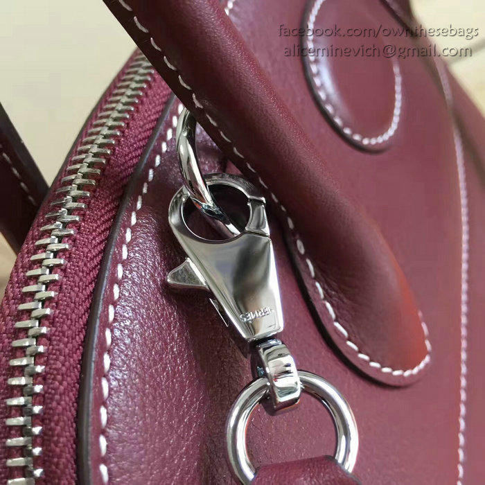 Hermes Bolide 27 Bag in Burgundy Swift Leather HB2701