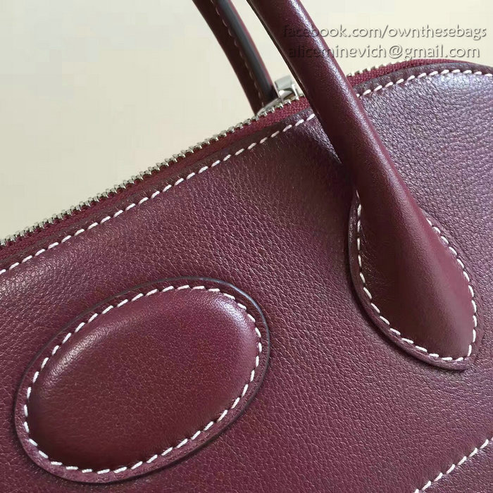 Hermes Bolide 27 Bag in Burgundy Swift Leather HB2701