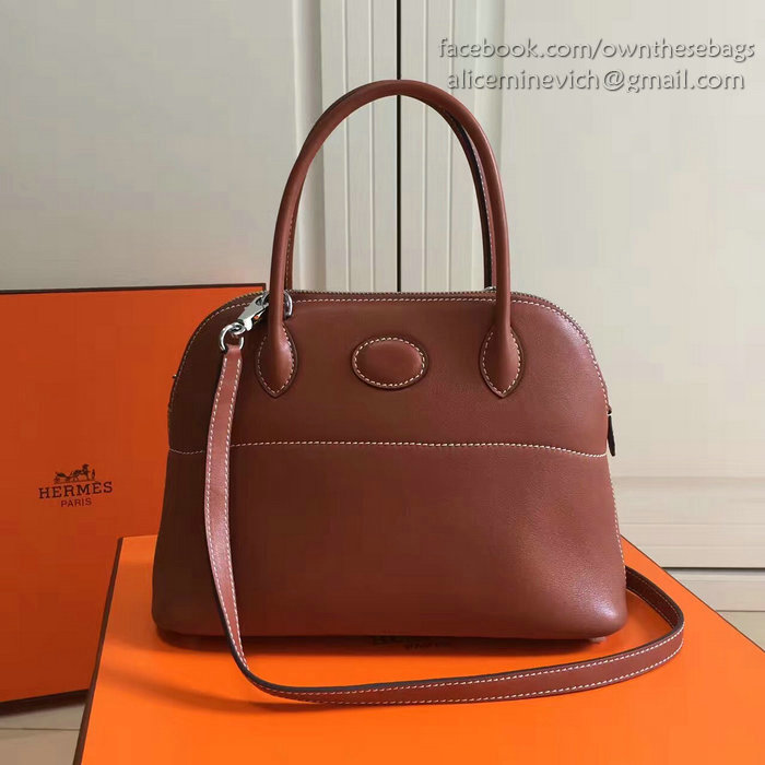 Hermes Bolide 27 Bag in Coffee Swift Leather HB2701