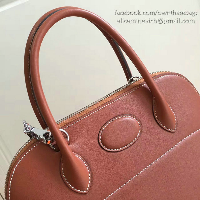 Hermes Bolide 27 Bag in Coffee Swift Leather HB2701